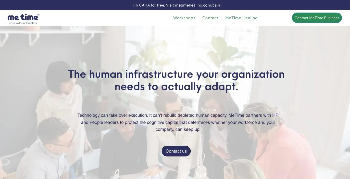 MeTime Business website homepage, built by Brango