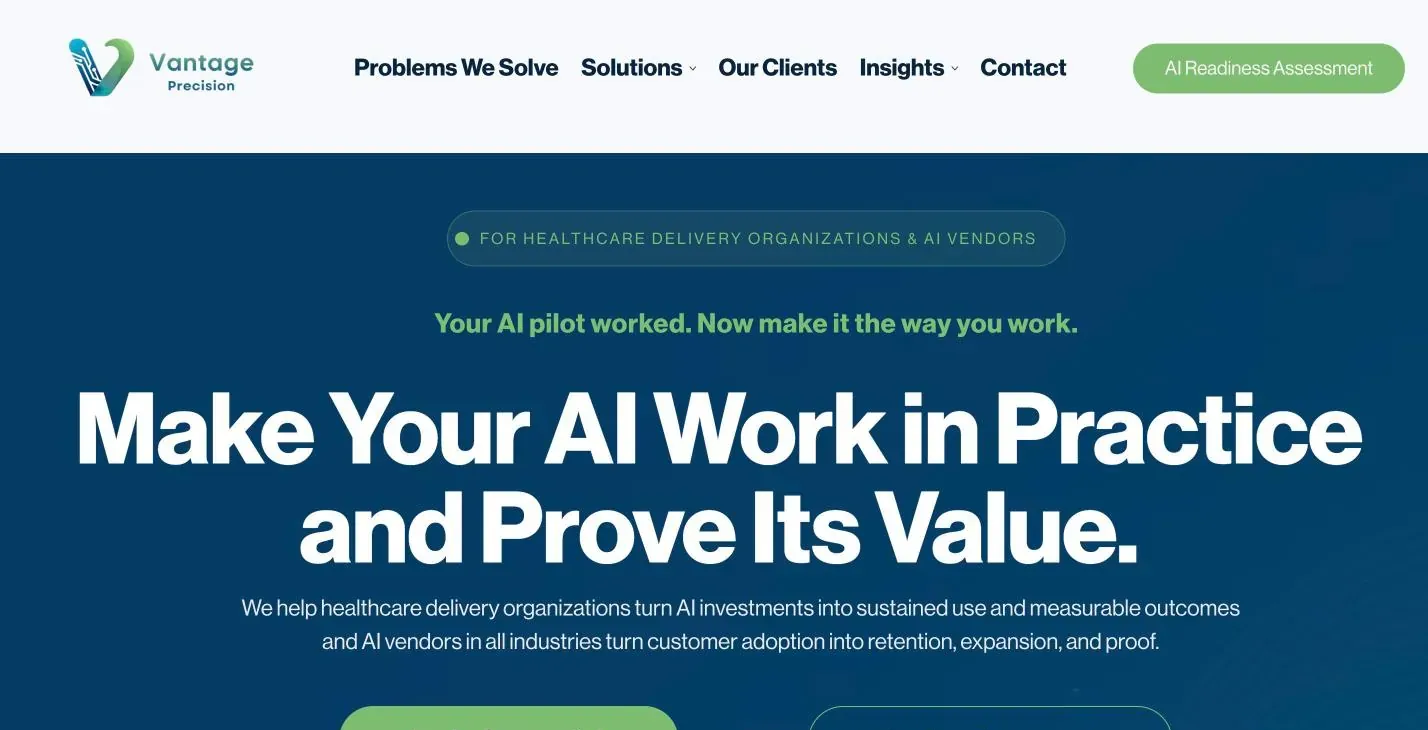 Vantage Precision Health website homepage, built by Brango