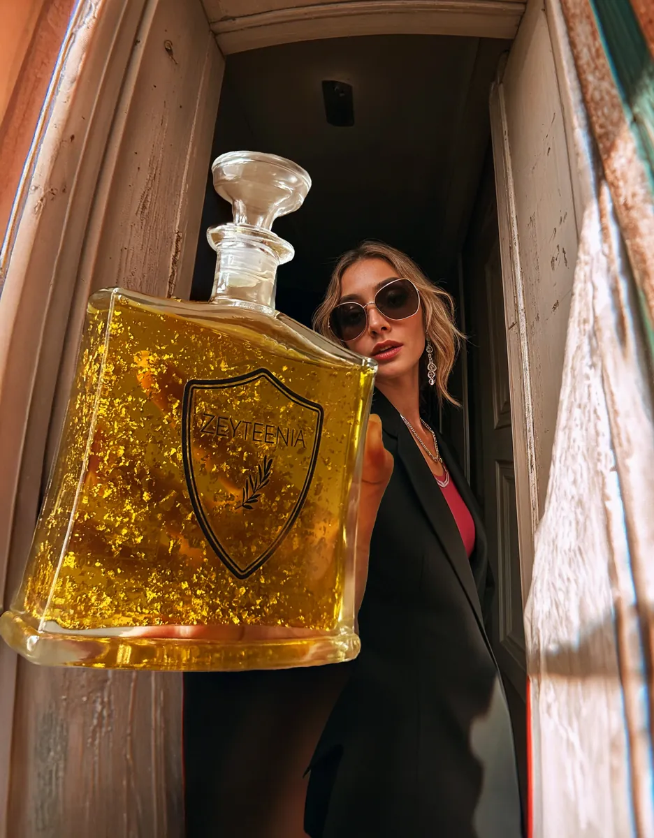Zeyteenia campaign shoot with model and bottle